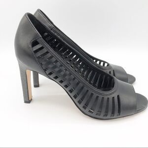 Elie Tahari laser cut peep toe black pumps - Women’s EU 37 / US 7